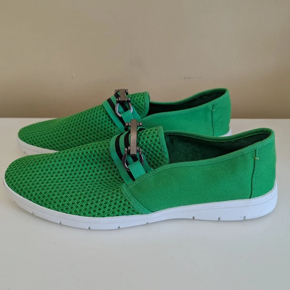 Men's Bright Green Aldo Mesh Canvas Slip-Ons - Men's 9 - Picture 2 of 5